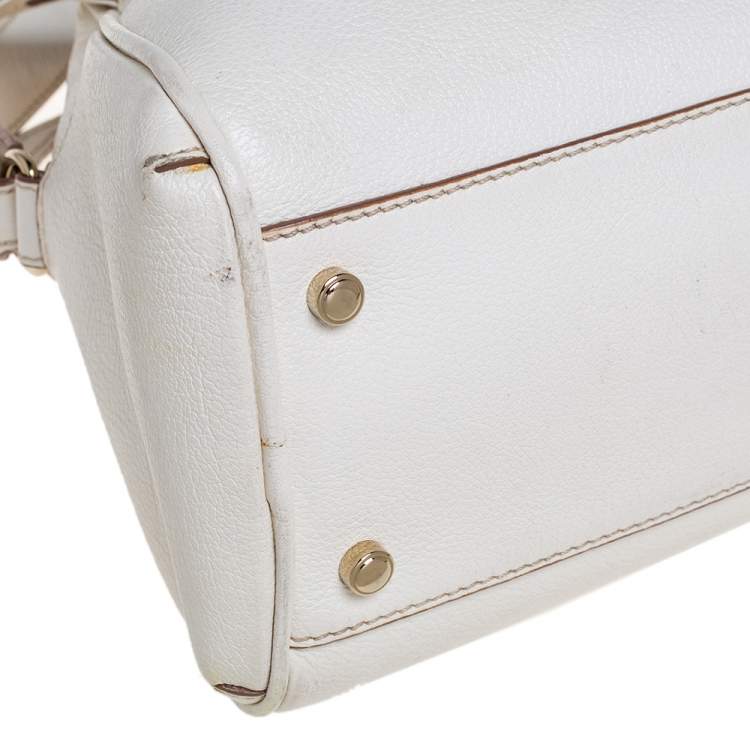 Pre Owned Cartier White Leather Medium Marcello de Cartier Bag
