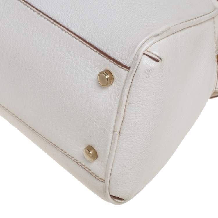 Pre Owned Cartier White Leather Medium Marcello de Cartier Bag