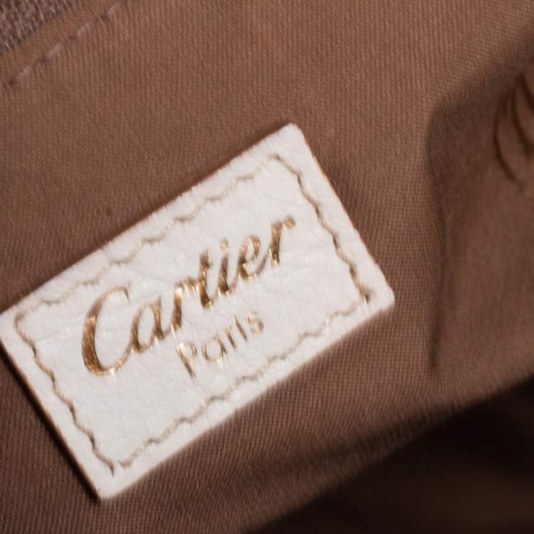 Pre Owned Cartier White Leather Medium Marcello de Cartier Bag