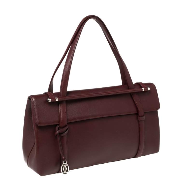 Pre Owned Cartier Burgundy Leather Happy Birthday Cabochon Flap Bag