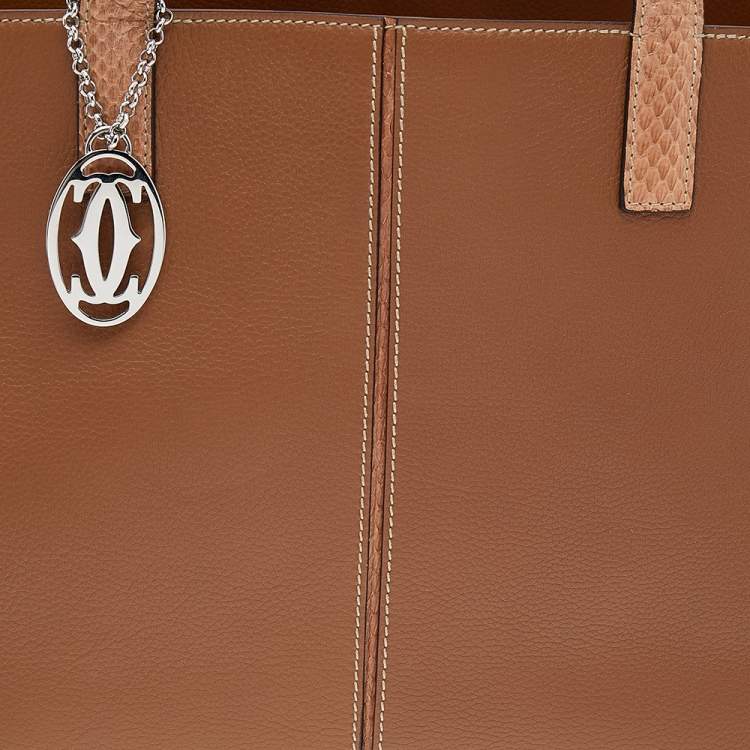 مملوكة مسبقًا Cartier Brown Leather And Python Marcello de Cartier Tote