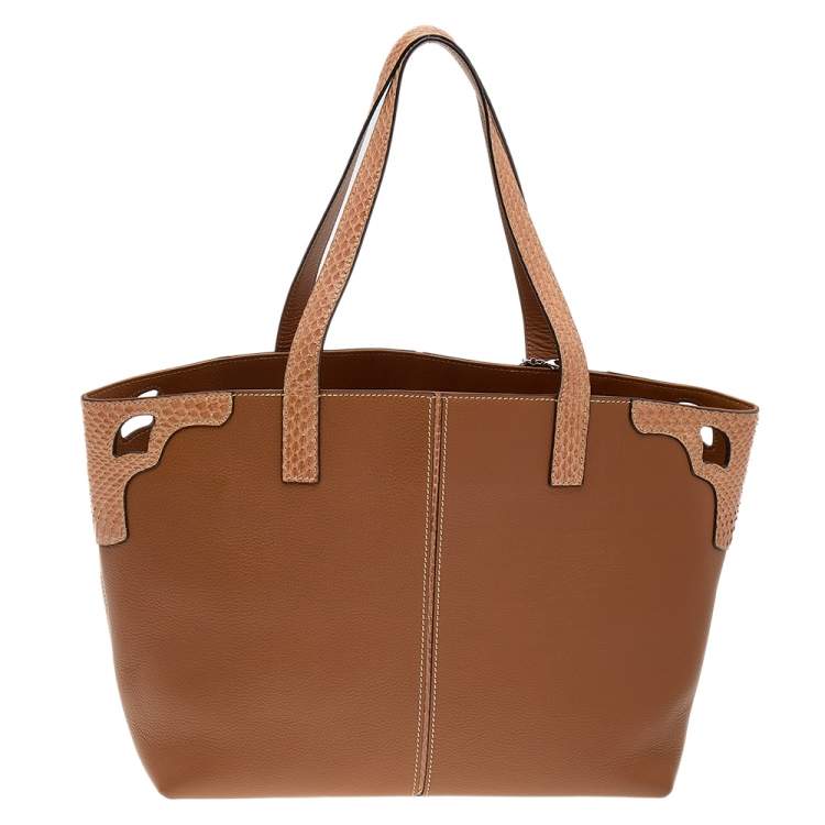 مملوكة مسبقًا Cartier Brown Leather And Python Marcello de Cartier Tote