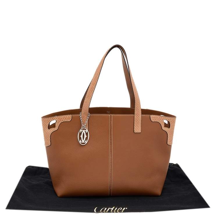 مملوكة مسبقًا Cartier Brown Leather And Python Marcello de Cartier Tote