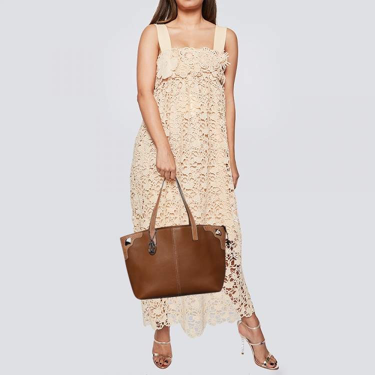 مملوكة مسبقًا Cartier Brown Leather And Python Marcello de Cartier Tote