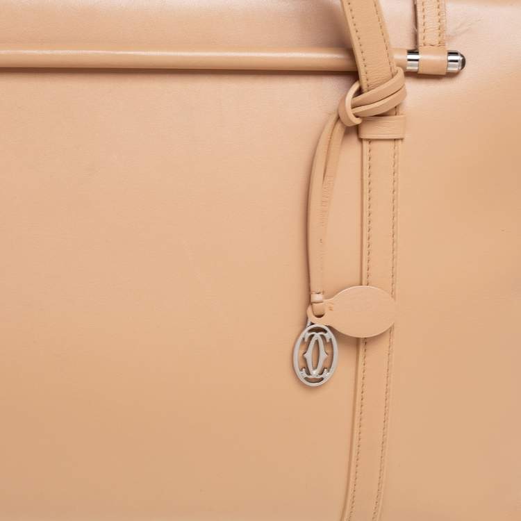 Pre Owned Cartier Beige Leather Cabochon Tote 