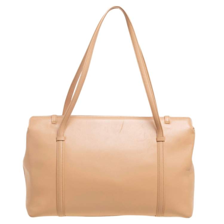 Pre Owned Cartier Beige Leather Cabochon Tote 