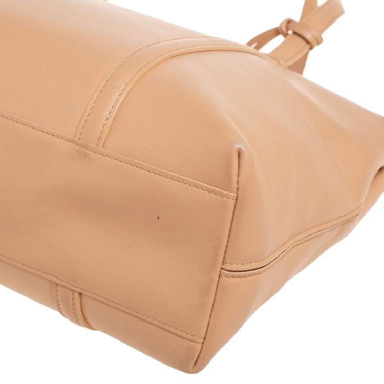 Pre Owned Cartier Beige Leather Cabochon Tote 
