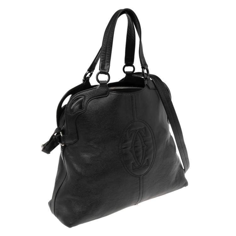 Pre Owned Cartier Black Leather Marcello de Cartier Satchel