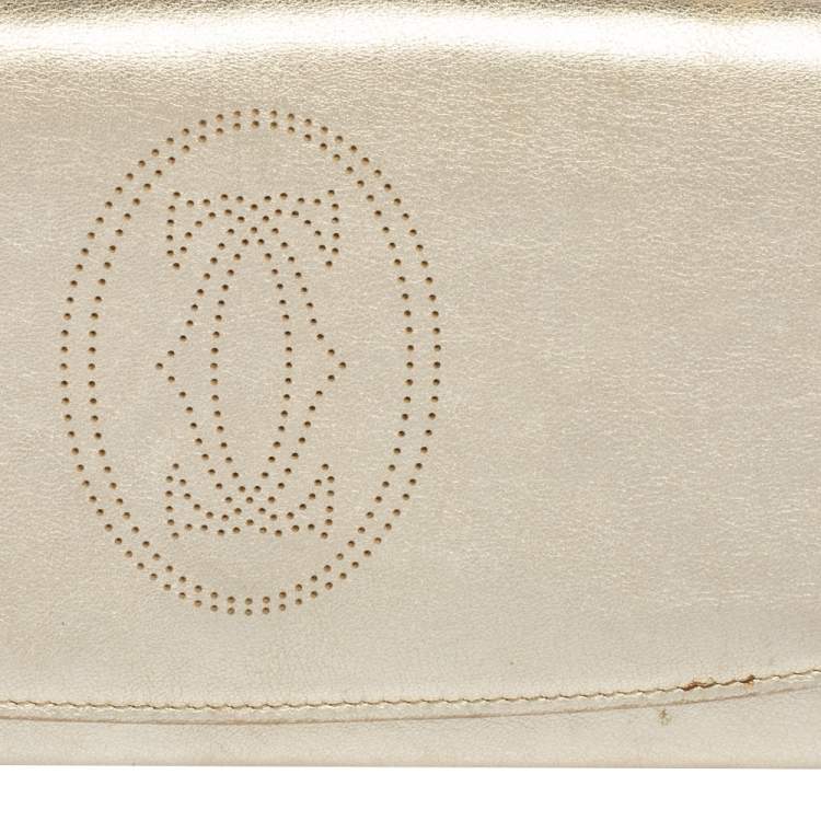 Pre Owned Cartier Gold Leather Must de Cartier Continental Wallet