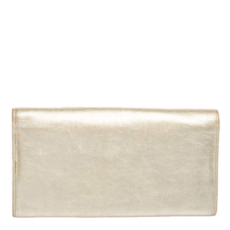 Pre Owned Cartier Gold Leather Must de Cartier Continental Wallet