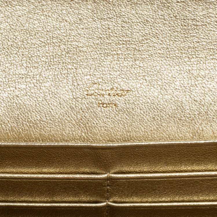 Pre Owned Cartier Gold Leather Must de Cartier Continental Wallet