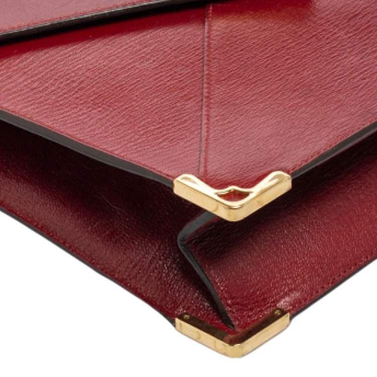 Pre Owned Cartier Red Leather Envelope Shoulder Bag