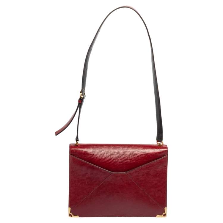 Pre Owned Cartier Red Leather Envelope Shoulder Bag