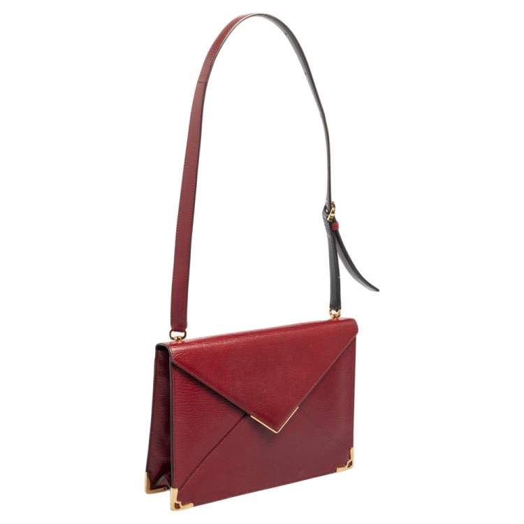 Pre Owned Cartier Red Leather Envelope Shoulder Bag