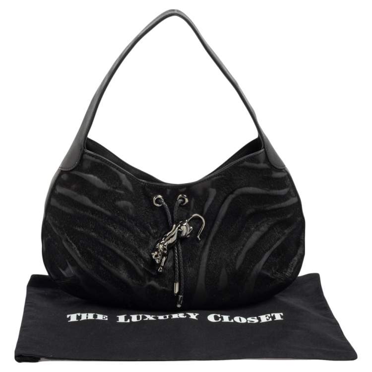 مملوكة مسبقًا Cartier Black Calfhair and Leather Small Panthere de Cartier Bag