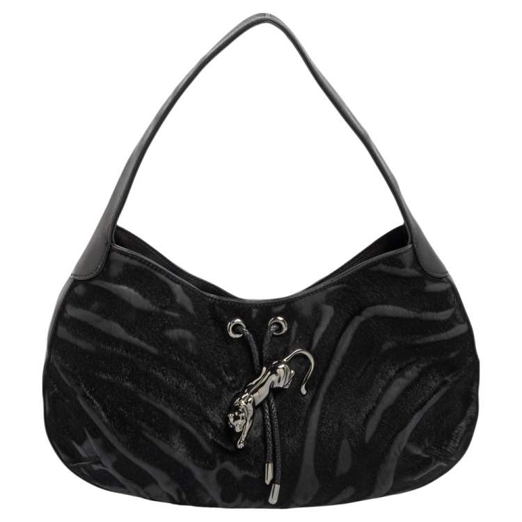 مملوكة مسبقًا Cartier Black Calfhair and Leather Small Panthere de Cartier Bag