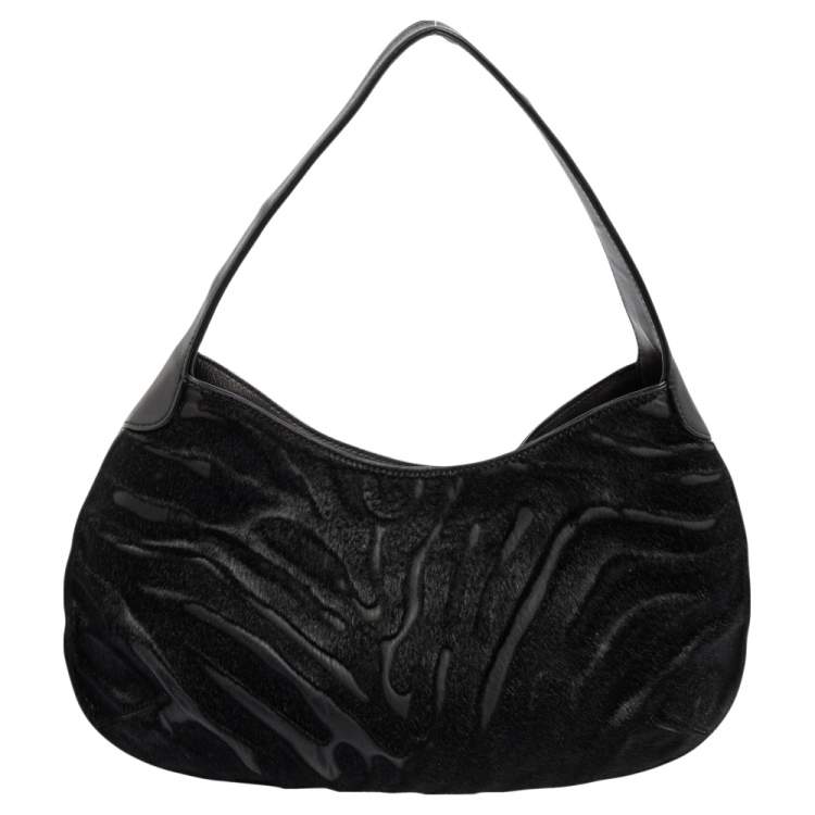 مملوكة مسبقًا Cartier Black Calfhair and Leather Small Panthere de Cartier Bag