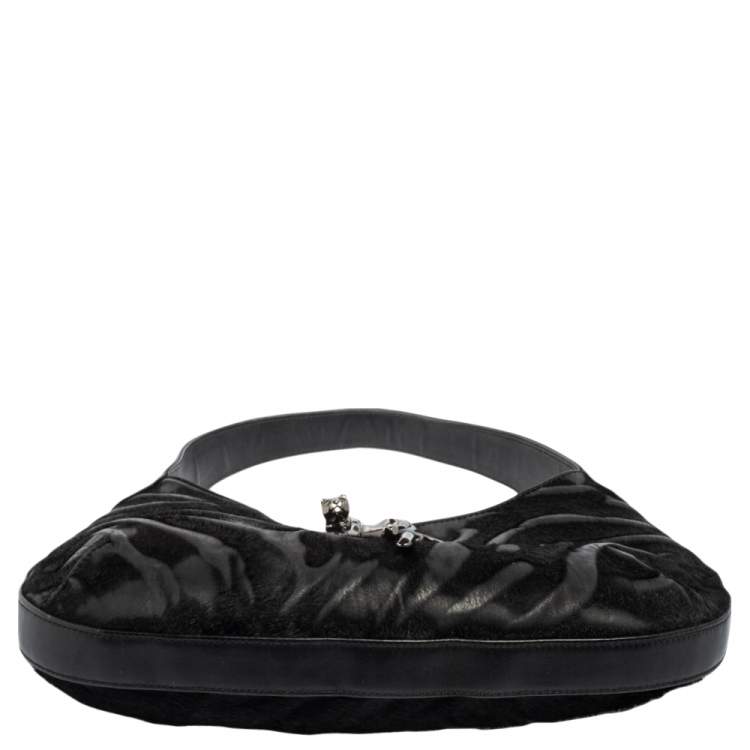 مملوكة مسبقًا Cartier Black Calfhair and Leather Small Panthere de Cartier Bag