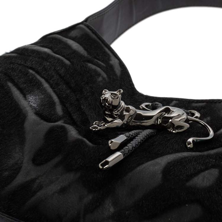 مملوكة مسبقًا Cartier Black Calfhair and Leather Small Panthere de Cartier Bag