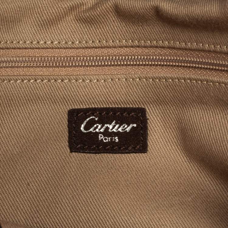 Pre Owned Cartier Dark Brown Suede and Python Marcello de Cartier Saddle Bag