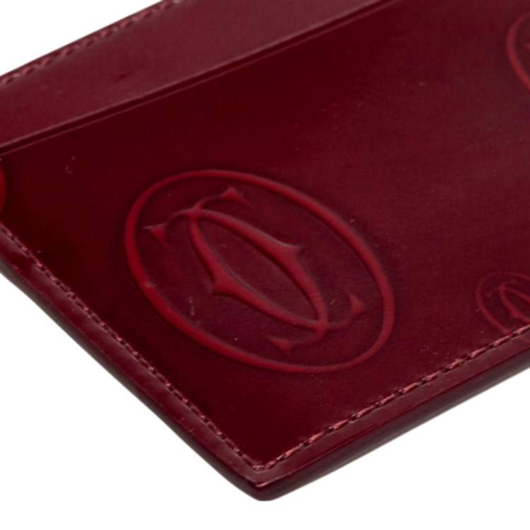 Pre Owned Cartier Red Patent Leather Happy Birthday Card Holder