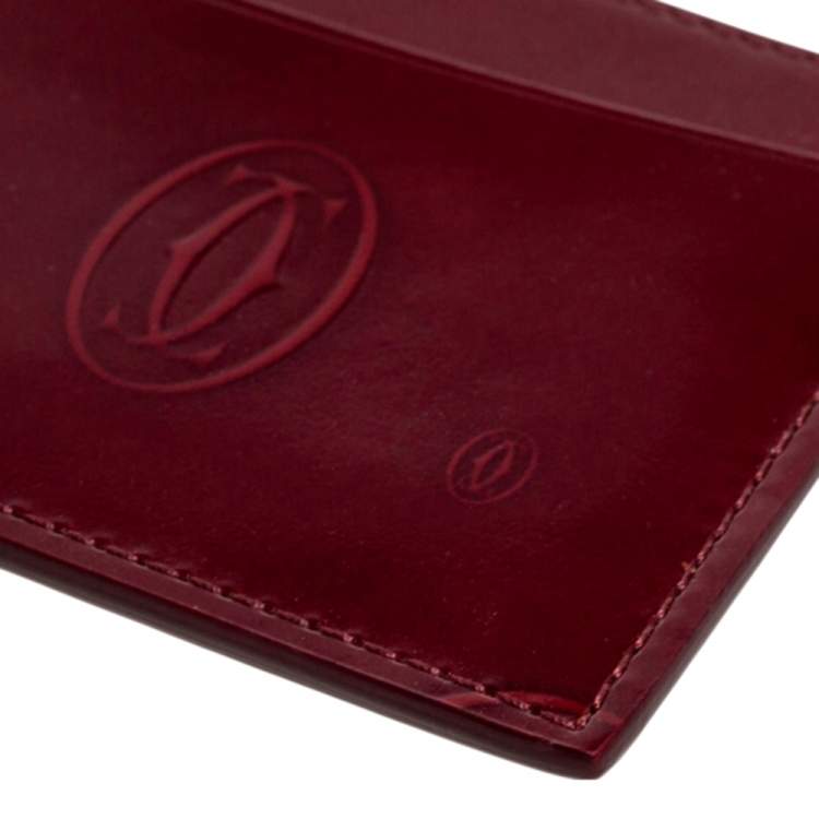Pre Owned Cartier Red Patent Leather Happy Birthday Card Holder