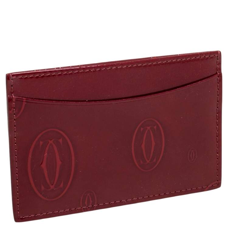 Pre Owned Cartier Red Patent Leather Happy Birthday Card Holder