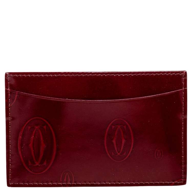 Pre Owned Cartier Red Patent Leather Happy Birthday Card Holder