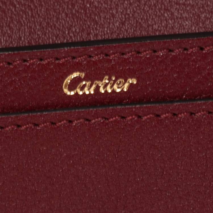 Pre Owned Cartier Red Leather C de Cartier Compact Wallet