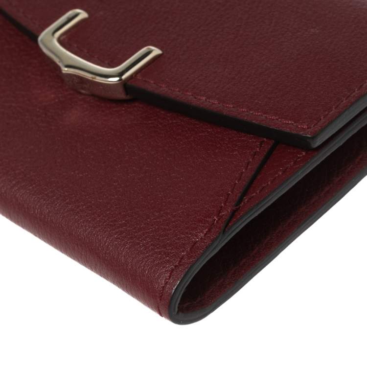 Pre Owned Cartier Red Leather C de Cartier Compact Wallet