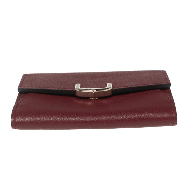 Pre Owned Cartier Red Leather C de Cartier Compact Wallet