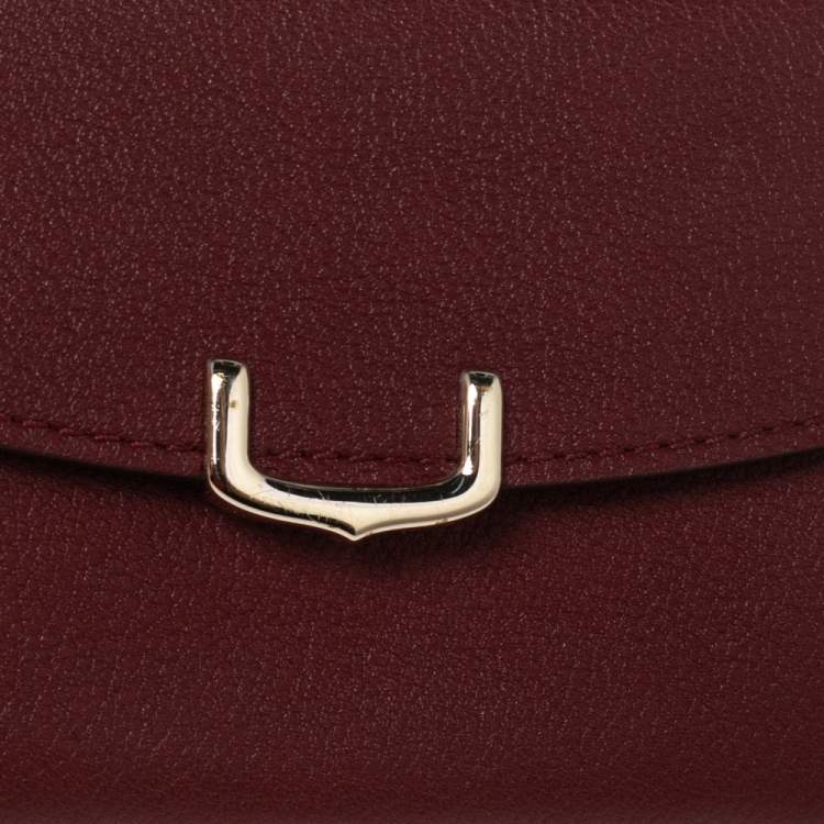 Pre Owned Cartier Red Leather C de Cartier Compact Wallet