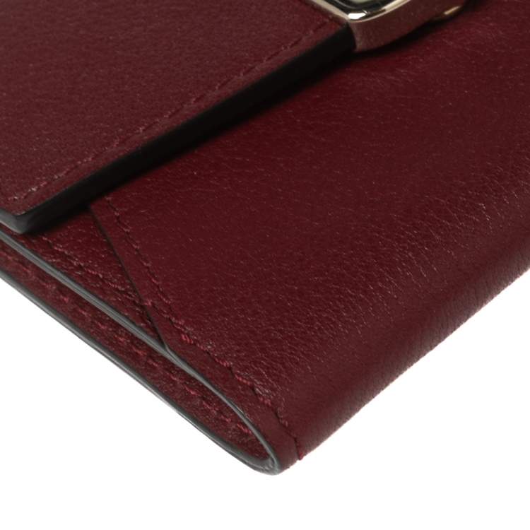 Pre Owned Cartier Red Leather C de Cartier Compact Wallet