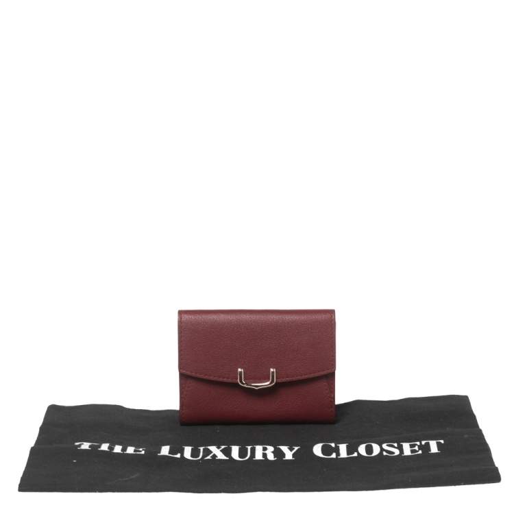 Pre Owned Cartier Red Leather C de Cartier Compact Wallet