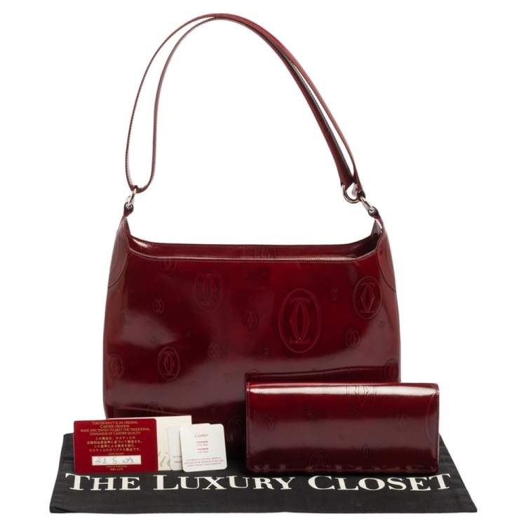 مملوكة مسبقًا Cartier Red Glossy Leather Happy Birthday Shoulder Bag