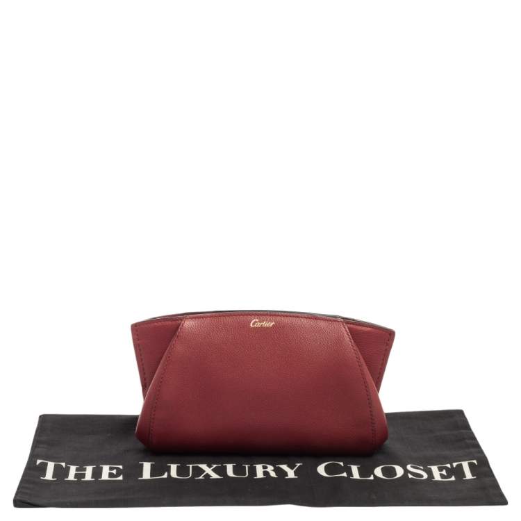 Pre Owned Cartier Red Leather C De Cartier Clutch