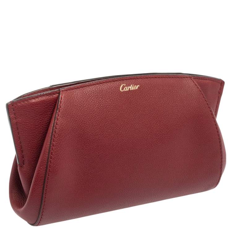 Pre Owned Cartier Red Leather C De Cartier Clutch