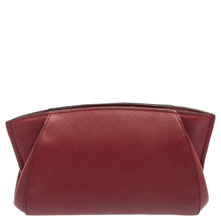 Pre Owned Cartier Red Leather C De Cartier Clutch