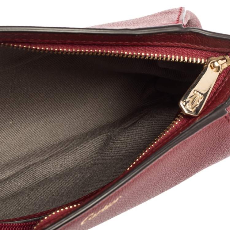 Pre Owned Cartier Red Leather C De Cartier Clutch