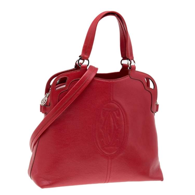 Pre Owned Cartier Red Leather Marcello de Cartier Satchel