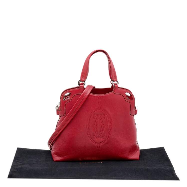 Pre Owned Cartier Red Leather Marcello de Cartier Satchel