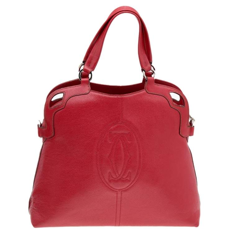 Pre Owned Cartier Red Leather Marcello de Cartier Satchel