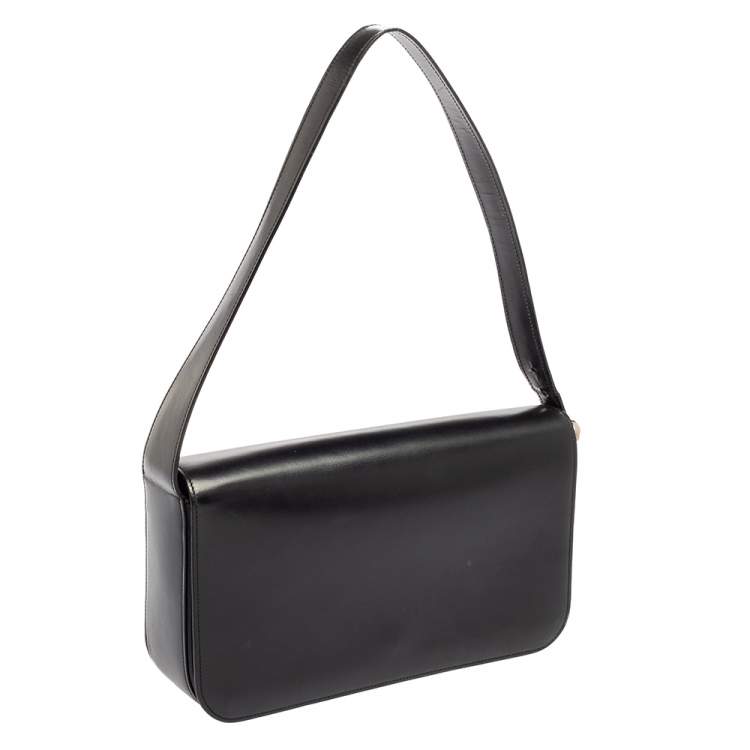Pre Owned Cartier Black Leather Flap Shoulder Bag