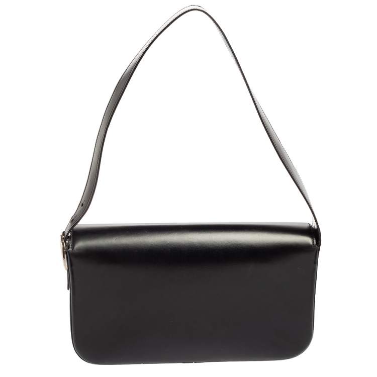 Pre Owned Cartier Black Leather Flap Shoulder Bag