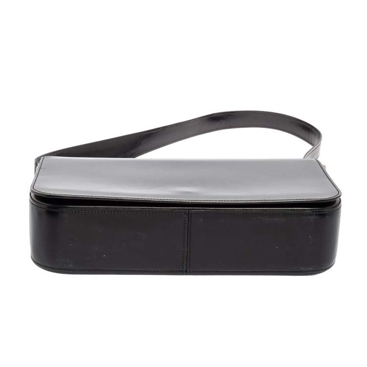 Pre Owned Cartier Black Leather Flap Shoulder Bag
