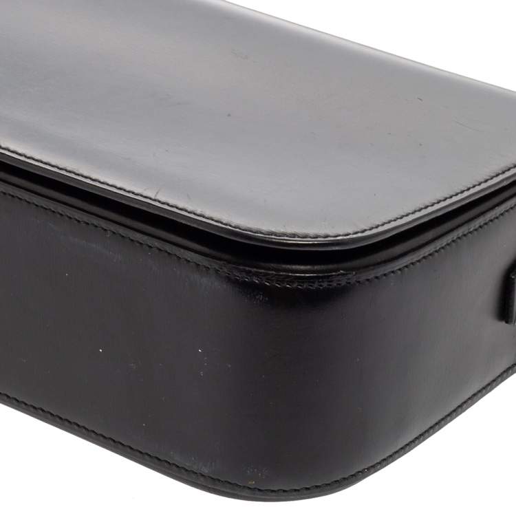 Pre Owned Cartier Black Leather Flap Shoulder Bag