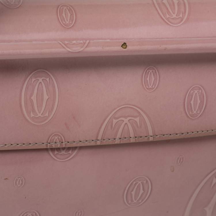 Pre Owned Cartier Pink Patent Leather Happy Birthday Flap Satchel