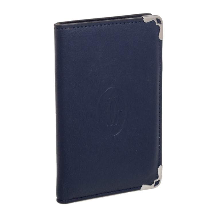 Pre Owned Cartier Blue Leather Must De Cartier Card Holder