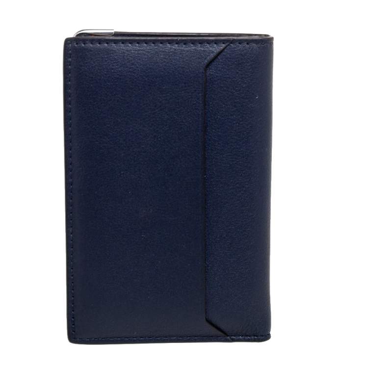 Pre Owned Cartier Blue Leather Must De Cartier Card Holder