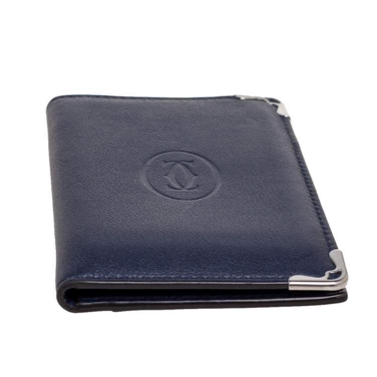 Pre Owned Cartier Blue Leather Must De Cartier Card Holder
